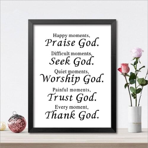 Every Moment Thank God Bible Verse Canvas Painting Posters And Prints Wall Art Pictures Christian Religious Home Room Decor