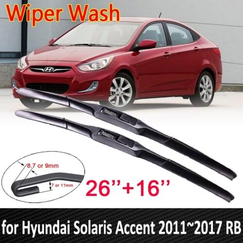 Car Wiper Blade for Hyundai Solaris Accent 2011~2017 RB Windshield Wipers Car Accessories j Hook Type 2012 2013 2014 2015 2016