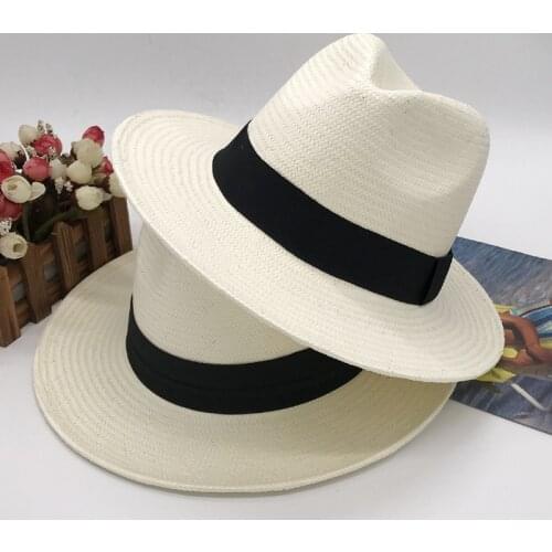 Summer Sun Hats For Women Man Classic Panama Hat Beach Straw Hat For Men UV Protection Cap White Sunhat Chapeau Sombrero