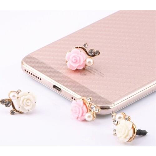 SIANCS Rose 3.5mm Jack Headphone Port Dust Plug Universal Phone Accessories For iPhone Samsung Smartphone Anti Dust Plug