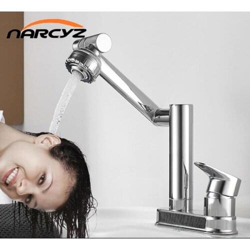 Basin Faucet Double hole Basin Hot and Cold water Faucet 360 Rotate Bathroom household Wash Basin pool Basin Faucet AJ-375000