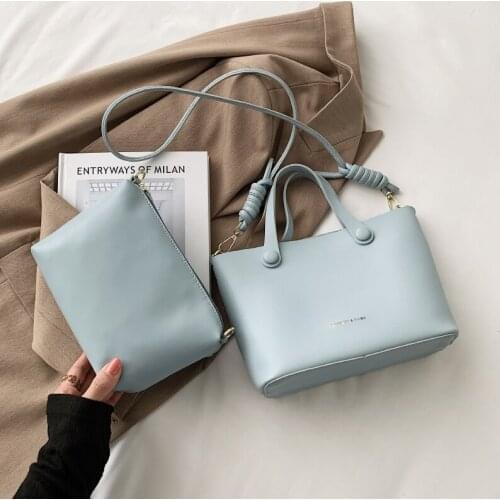 Designer Luxury Handbag 2 Piece Set Bags For Women Versatile Soft PU Leather Shoulder Bag Vintage 2021 Summer New Solid Tote Bag