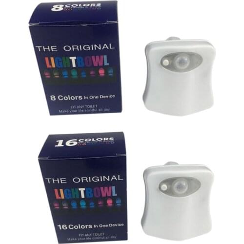 8/16 Color LED Motion Toilet Bowl Night Light Activated Sensor Bathroom Seat Lamp Safe for Children Kids G8TB