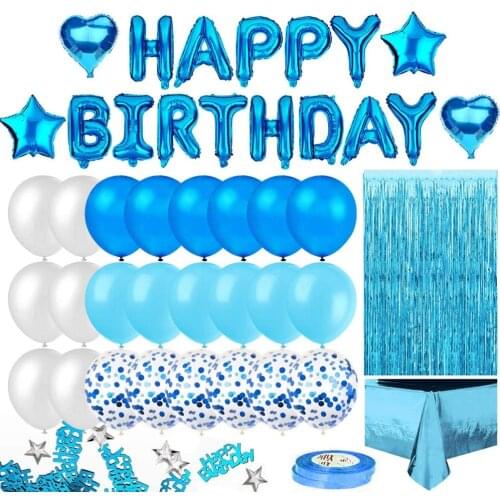 Dark blue balloons + confetti + happy birthday letter balloons| baby shower balloons and balloons| party latex balloons
