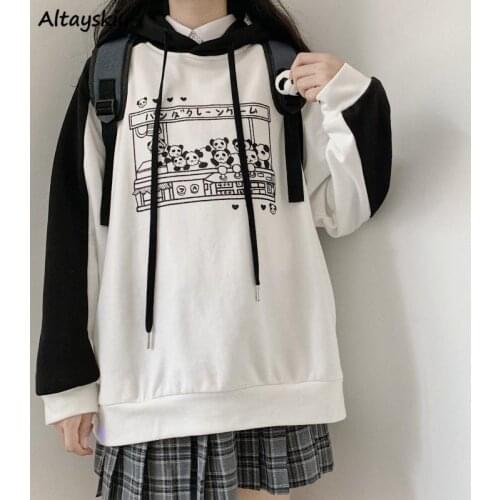 Hoodies Women New Spring Harajuku Loose Patchwork Student Kawaii Leisure Soft Feminine Daily Simple Trendy Ins Korean Style Chic