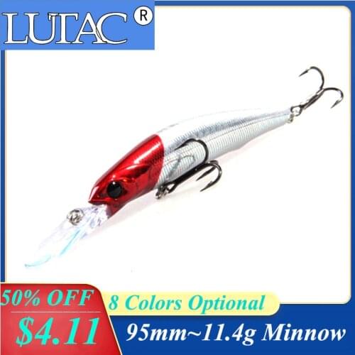 LUTAC Sinking minnow 95mm 11.4g High Quality treble hook artificial hard Jerkbait ABS plastic Fishing Gear