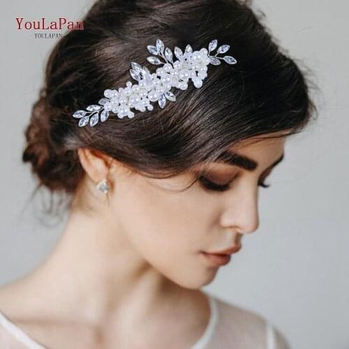 TOPQUEEN HP13 Rhinestone Hair Comb Wedding Hair Accessories Silver Crystal Bridal HairPins Pearl Headwear Bridal Hair Clip