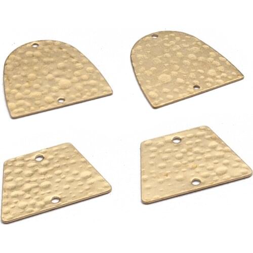 20pcs Hammered Spots Trapezoid Arch Charms Connector Half Round Brass Charms For Jewelry Making Findings Crafts