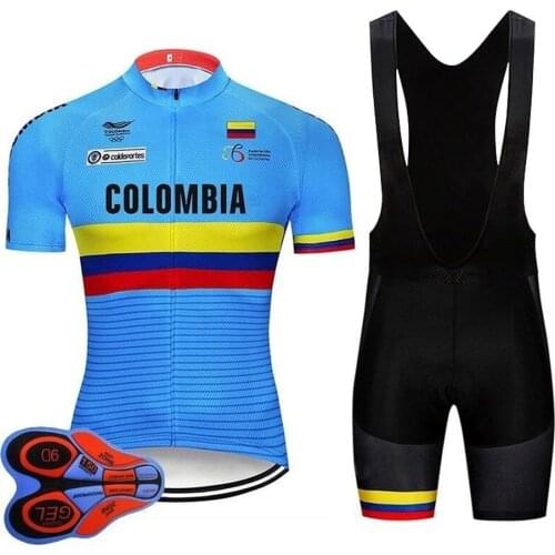 SPEED PEAK Cycling Jersey Bike COLOMBIA Clothing Pro Pant Shirt Mtb Short Sleeve Set Equipment Team Clothes Blue Mesh Endura