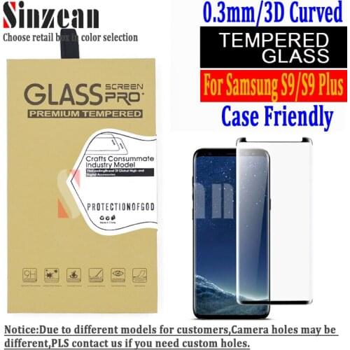 50pcs For Samsung Galaxy S9/S9 Plus Case friendly tempered Glass Screen Protector 3D Curved (full glue version availble)