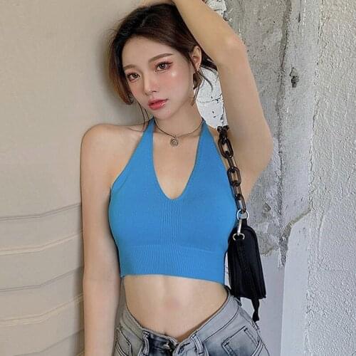 90s Korean Style Basic Knit Zevity Tank Crop Corset Tops Womens Clothing Summer 2021 Sleeveless Cute Sweater Vest For Girls