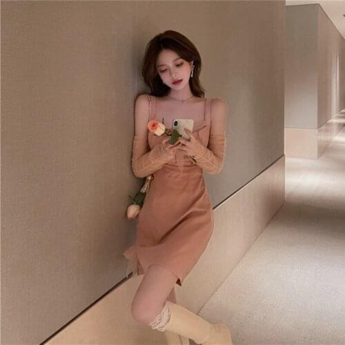 Harness pink backless dress female xia careful machine design feeling temperament show thin love of tall waist