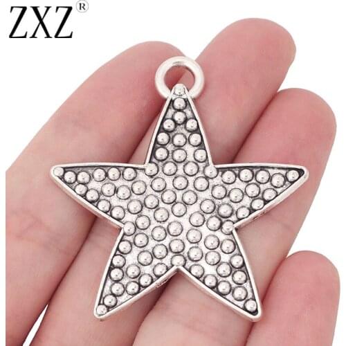 ZXZ 5pcs Tibetan Silver Large Starfish Star Charms Pendants for Necklace Jewelry Making Jewelry Findings 51x48mm