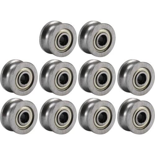 10pcs U624ZZ U Groove Ball Bearing Guide Pulley For Rail Track Linear Motion System 4*13*7mm