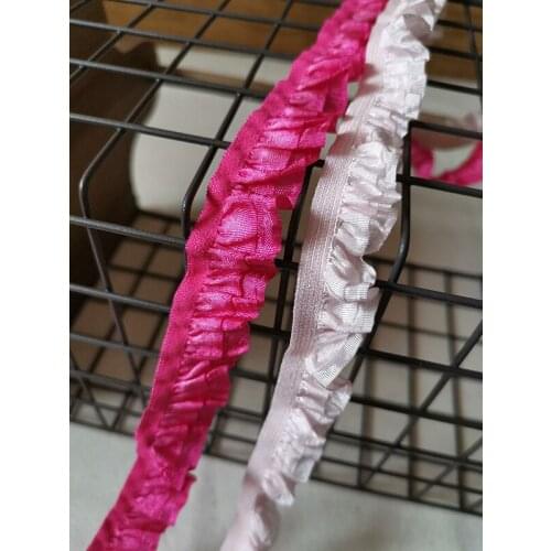 12meters/lot 2.2-2.5 CM rose red/pink folds lace elastic stretch lace for baby doll pet clothes X142