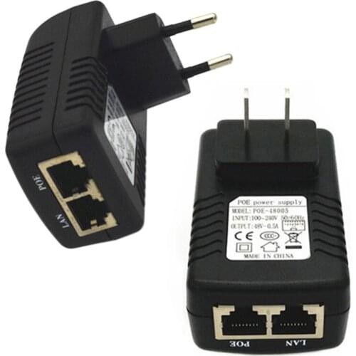 48V 0.5A Wall POE Injector UEB Ethernet Adapter Power Supply US/EU Plug NEW