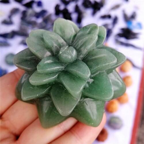 50mm natural green aventurine mineral carving crystal flower unique gift for healing decoration 1 pc 100g
