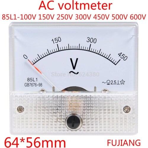 85L1-V Pointer AC voltmeter Class 2.5 AC 0-250V 100V 150V 300V 500V 600V Analog Voltage Voltmeter Panel Meter