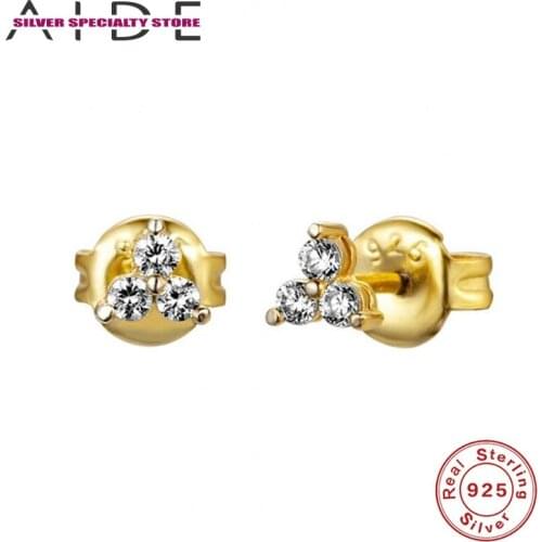 AIDE Mini Zircon S925 Sterling Silver Earring For Women 2020 Fashionable Stud Earrings For Girl Fine Jewelry Pendientes Gifts
