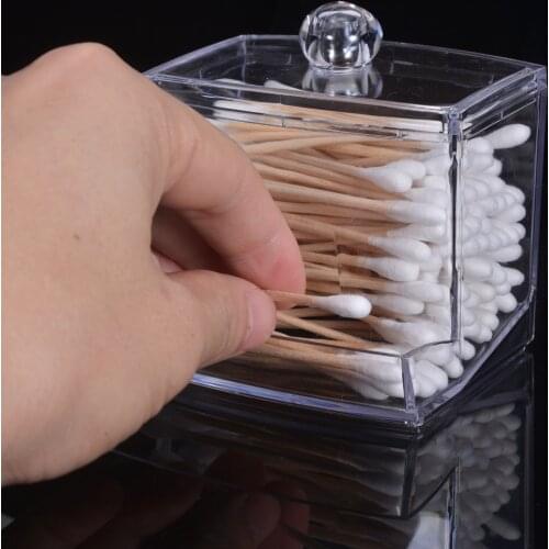 Acrylic Cotton Swabs Stick Organizer Transparent Makeup Case Cosmetic Cotton Pad Container Jewelry Storage Box Holder
