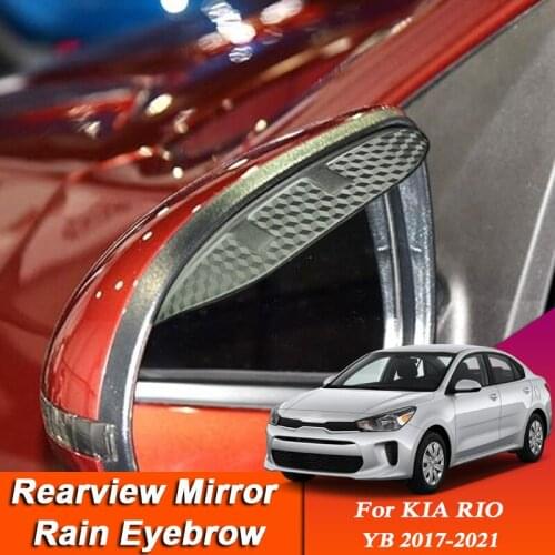 2pcs Car-styling For KIA RIO YB 2017-2021 Carbon Fiber Rearview Mirror Eyebrow Rain Shield Anti-rain Cover Auto Accessory
