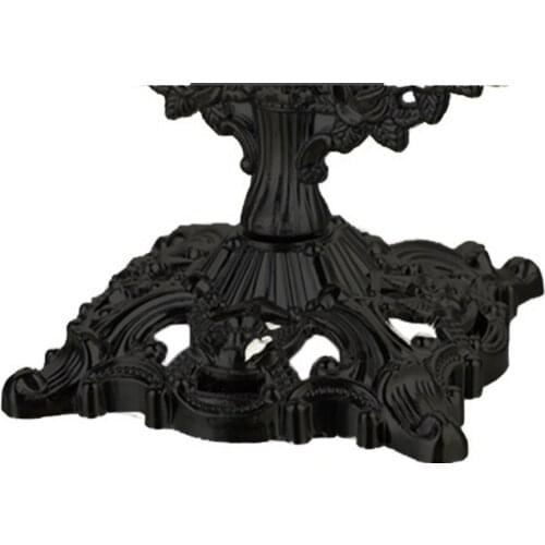 Black Two-Sided Desktop Makeup Mirror Floral Oval Stand Mirror Detachable