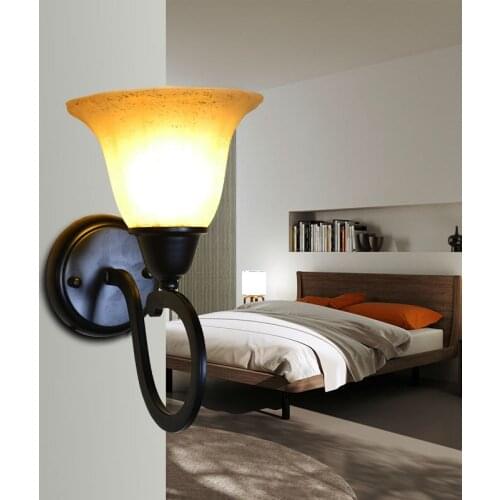 Rustic Black Wrought Iron Wall Sconce Outdoor Wall Light Garden Lighting Led Wall Lamp Balcony Wall Mount Lamp