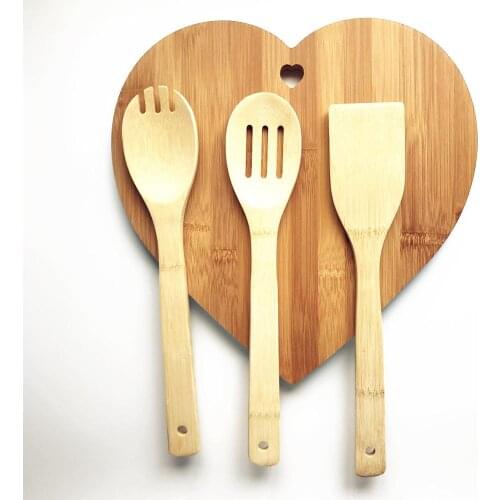 Wood Cutting Board With Bamboo Kitchen Utensil Set