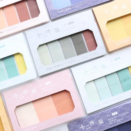 Domikee cute rainbow colored office school self-adhesive index label notepad kawaii student sticky mug memo pad stationery 60pcs