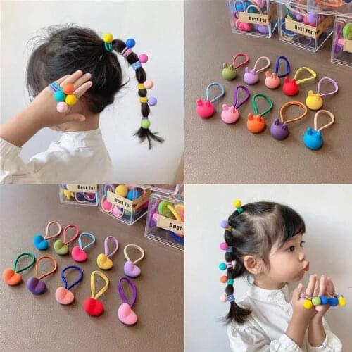 10Pcs/Pack Candy Colors Matte Elastic Rubber Bands Macaroon Kid Hair Tie Girls Hair Accessories Headdress