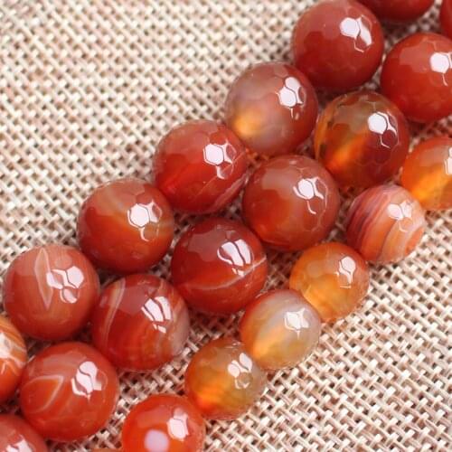 Faceted 8-12mm Red Stripe agates Round Loose Beads 15" sf15,For Jewelry making, can mixed wholesale