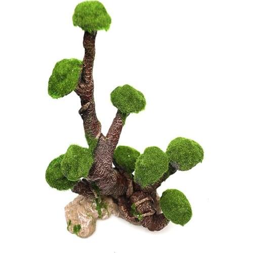 Simulation Fish Tank Landscaping Ornaments Resin Moss Tree House Goldfish Shrimp Shelter House Artificial Aquarium Accessories