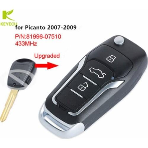 KEYECU 1 Button 433MHz ID46 Upgraded Flip Remote Car Key Fob Side for KIA Picanto 2007-2009 P/N: 81996-07510