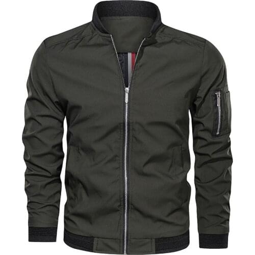 Spring Autumn Hip Hop Casual Zipper Jacket Men Bomber Streetwear Jackets Simple British Style Male Slim Fit Pilot Coat Plus Size