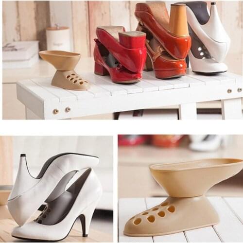 Hot 1 Pair Creative Space-Saving Plastic Rack/Organizer Storage Stand/Shelf Holder For High Heel Shoes Organizer Space Saver 40P