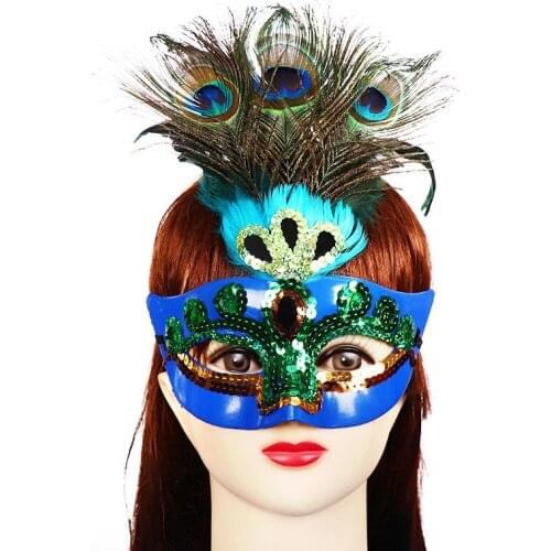 Venetian Mask Masquerade Carnival Ball Disguise Peacock Feather Mask for Halloween BM88