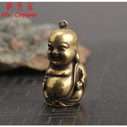 Copper Big Belly Maitreya Buddha Statue Desk Decorations Vintage Brass Home Decor Ornaments Crafts Vintage Handmade Figurines