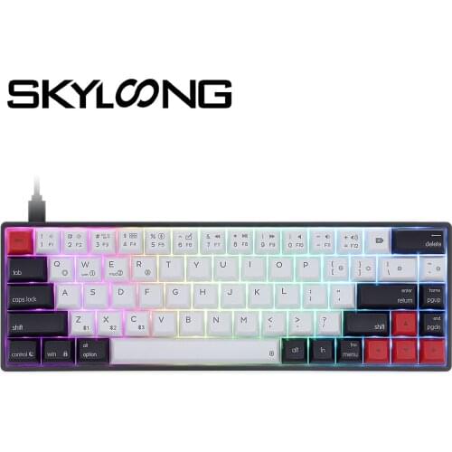 Skyloong AK68 Mini 68Keys Mechanical Keyboard 64 Key US Layout RGB Backlight USB Optical Switch GAMER GIRL Black / White Keycap