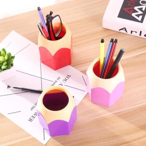 Mini Pencil Pot Holder Pen Storage Vase Stationery Gift Cup Makeup Brush Box