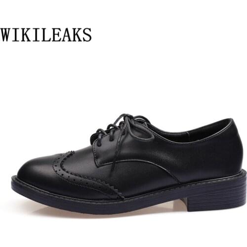Fashion Korean Shoes Creepers Leather Shoes Women Brogues Woman Comfortable Shoes Buty Damskie Kadın Ayakkabı Zapatos De Mujer
