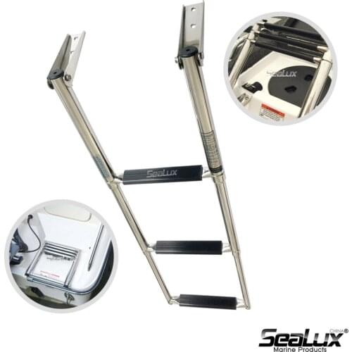 Sealux Boat Accessories Marine 3 Step Stainless Steel Telescoping Ladder Swim Step Over Platform passed 400h salt spray test