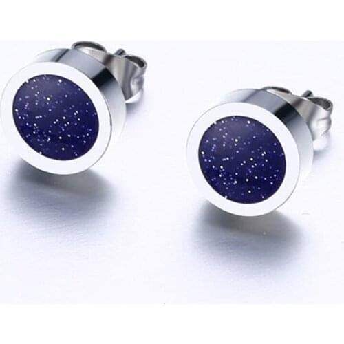 Men 316L Stainless Steel Epoxy Stud Earrings Jewelry Male Trendy Personality Accessory Surgical Steel Jewelry