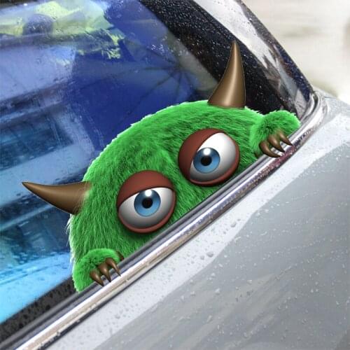 Funny Body Car Stickers Animal 3D Green Little Monster Decals Window Stickers and Decals Car-styling Accessories PVC 20cm X 10cm