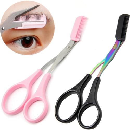 Stainless Steel Eyebrow Trimmer Scissors with Comb Removable Hair Remover Shaver Cutter Eye Brow Razor Face Makeup Tools
