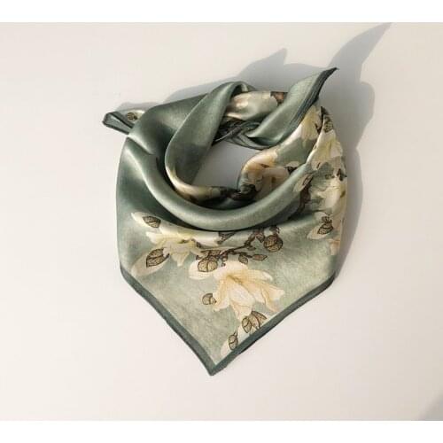 2020 New Women Neck Scarf Hijab Wraps 100% Pure Silk Square Brand Head Scarves Female Foulard Bandana Neckerchief Lady Shawls