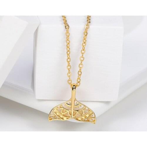 2021 Whale Hollow Tail Necklace Stainless Steel Fish Mermaid Tail Pendant Necklaces Gold Accessories For Women Girls Kids Gifts