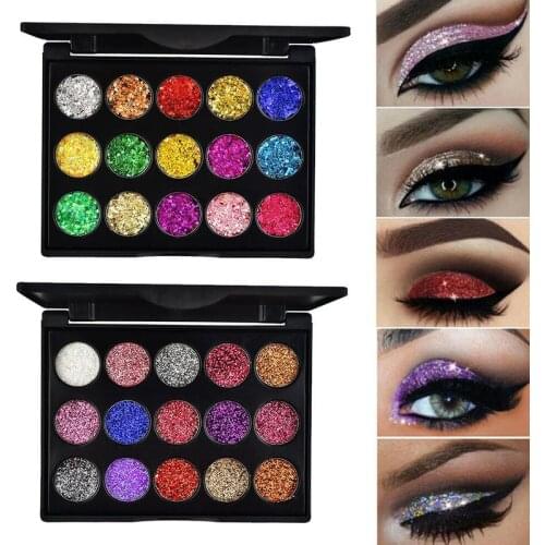 15 Colors Glitter Eyeshadow Makeup Pallete Matte Eye Shadow Palette Shine Diamond Eyeshadow Powder Pigment Kit