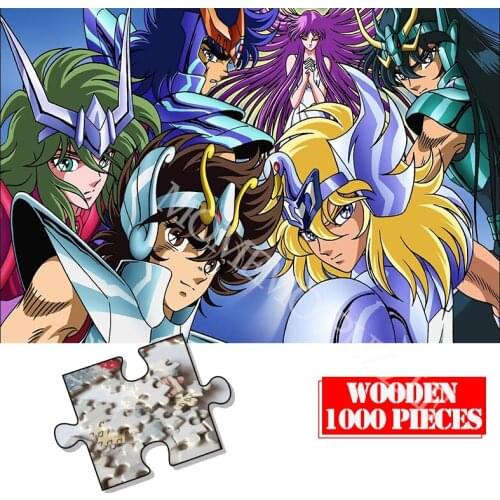 Saint Seiya Wooden Puzzles 1000 Pieces Anime Cartoon Customized Pegasus Seiya Adults Jigsaw Challenging 1000 Pieces Puzzles Toys