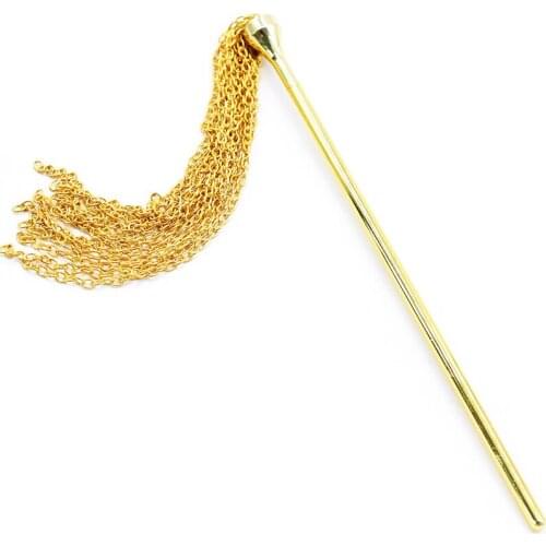 Copper Plating Gold High-Quality Metal Handle Chain and Feather Two Switchable Sexy Itch Whip Stage Performance Costumes