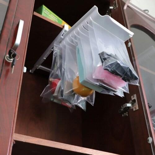 Refrigerator Storage Rack Kitchen Supplies Fresh-keeping Bag Track Telescopic Storage Rack For Sealed Bag Organizer